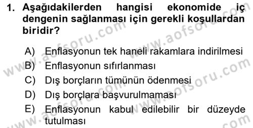 Uluslararası İktisat Politikası Dersi 2021 - 2022 Yılı Yaz Okulu Sınav Soruları 1. Soru
