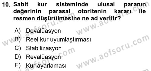 Uluslararası İktisat Politikası Dersi 2021 - 2022 Yılı Yaz Okulu Sınav Soruları 10. Soru