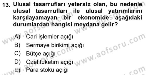 Uluslararası İktisat Politikası Dersi 2021 - 2022 Yılı Yaz Okulu Sınav Soruları 13. Soru