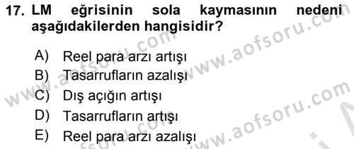 Uluslararası İktisat Politikası Dersi 2022 - 2023 Yılı Yaz Okulu Sınav Soruları 17. Soru