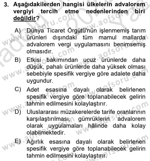 Uluslararası İktisat Politikası Dersi 2022 - 2023 Yılı Yaz Okulu Sınav Soruları 3. Soru