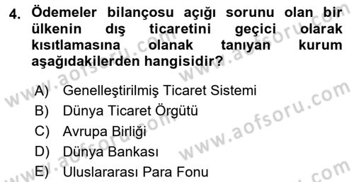 Uluslararası İktisat Politikası Dersi 2023 - 2024 Yılı (Vize) Ara Sınav Soruları 4. Soru