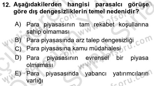 Uluslararası İktisat Politikası Dersi 2023 - 2024 Yılı (Final) Dönem Sonu Sınav Soruları 12. Soru