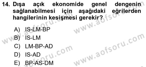 Uluslararası İktisat Politikası Dersi 2023 - 2024 Yılı (Final) Dönem Sonu Sınav Soruları 14. Soru