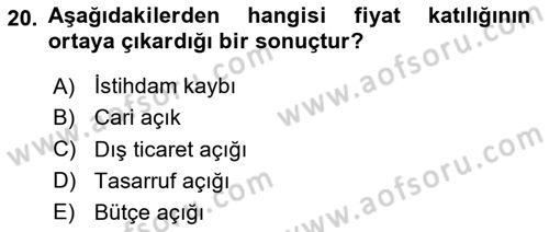 Uluslararası İktisat Politikası Dersi 2023 - 2024 Yılı (Final) Dönem Sonu Sınav Soruları 20. Soru