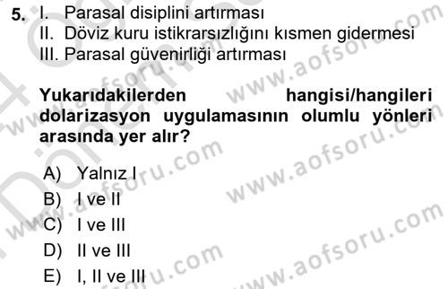 Uluslararası İktisat Politikası Dersi 2023 - 2024 Yılı (Final) Dönem Sonu Sınav Soruları 5. Soru