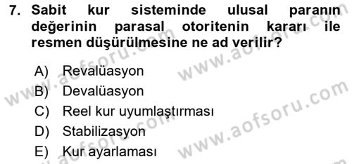 Uluslararası İktisat Politikası Dersi 2023 - 2024 Yılı (Final) Dönem Sonu Sınav Soruları 7. Soru