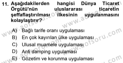 Uluslararası İktisat Politikası Dersi 2024 - 2025 Yılı (Vize) Ara Sınav Soruları 11. Soru