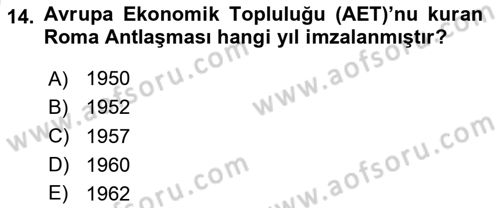 Uluslararası İktisat Politikası Dersi 2024 - 2025 Yılı (Vize) Ara Sınav Soruları 14. Soru