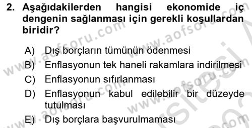 Uluslararası İktisat Politikası Dersi 2024 - 2025 Yılı (Vize) Ara Sınav Soruları 2. Soru