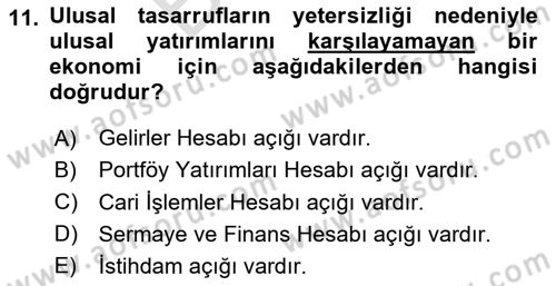 Uluslararası İktisat Politikası Dersi 2024 - 2025 Yılı (Final) Dönem Sonu Sınav Soruları 11. Soru