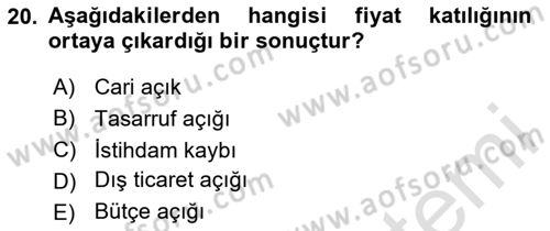 Uluslararası İktisat Politikası Dersi 2024 - 2025 Yılı (Final) Dönem Sonu Sınav Soruları 20. Soru