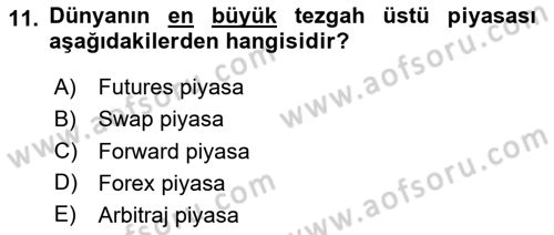 Uluslararası İktisat Politikası Dersi 2024 - 2025 Yılı Yaz Okulu Sınav Soruları 11. Soru