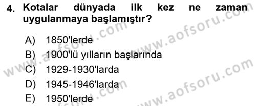 Uluslararası İktisat Politikası Dersi 2024 - 2025 Yılı Yaz Okulu Sınav Soruları 4. Soru