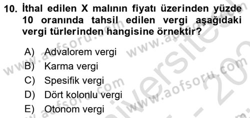 Uluslararası İktisat Politikası Dersi 2025 - 2026 Yılı (Vize) Ara Sınav Soruları 10. Soru