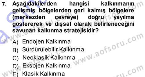 Tarım Ekonomisi ve Tarımsal Politikalar Dersi Ara Sınavı Deneme Sınav Soruları 7. Soru