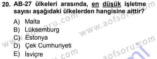 Tarım Ekonomisi ve Tarımsal Politikalar Dersi 2013 - 2014 Yılı (Final) Dönem Sonu Sınav Soruları 20. Soru
