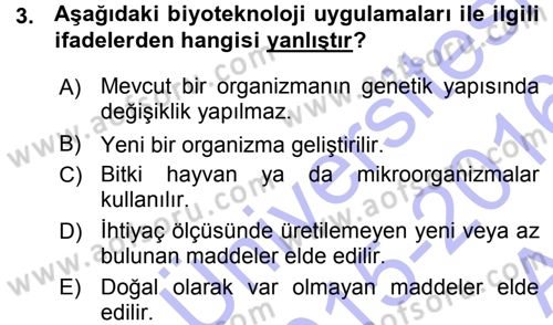 Tarım Ekonomisi ve Tarımsal Politikalar Dersi Ara Sınavı Deneme Sınav Soruları 3. Soru