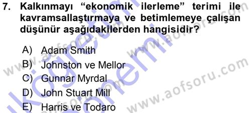 Tarım Ekonomisi ve Tarımsal Politikalar Dersi 2015 - 2016 Yılı (Vize) Ara Sınav Soruları 7. Soru