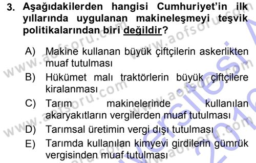 Tarım Ekonomisi ve Tarımsal Politikalar Dersi 2015 - 2016 Yılı (Final) Dönem Sonu Sınav Soruları 3. Soru