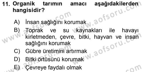 Tarım Ekonomisi ve Tarımsal Politikalar Dersi 2015 - 2016 Yılı Tek Ders Sınav Soruları 11. Soru