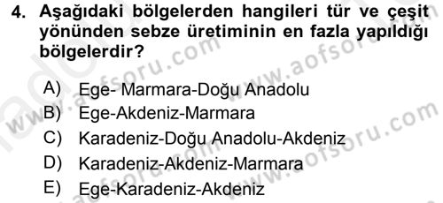 Tarım Ekonomisi ve Tarımsal Politikalar Dersi 2015 - 2016 Yılı Tek Ders Sınav Soruları 4. Soru