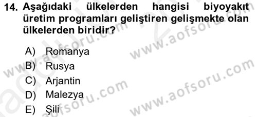 Tarım Ekonomisi ve Tarımsal Politikalar Dersi 2017 - 2018 Yılı 3 Ders Sınav Soruları 14. Soru