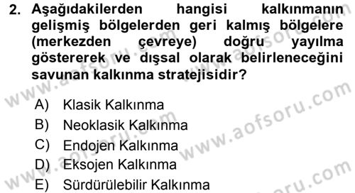 Tarım Ekonomisi ve Tarımsal Politikalar Dersi 2017 - 2018 Yılı (Vize) Ara Sınav Soruları 2. Soru