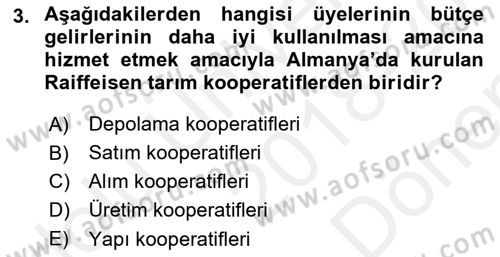 Tarım Ekonomisi ve Tarımsal Politikalar Dersi 2018 - 2019 Yılı (Final) Dönem Sonu Sınav Soruları 3. Soru