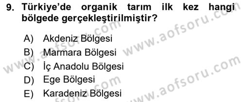 Tarım Ekonomisi ve Tarımsal Politikalar Dersi 2020 - 2021 Yılı Yaz Okulu Sınav Soruları 9. Soru