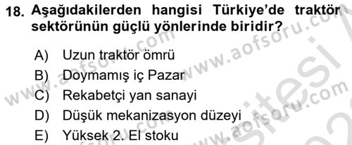 Tarım Ekonomisi ve Tarımsal Politikalar Dersi 2021 - 2022 Yılı (Vize) Ara Sınav Soruları 18. Soru