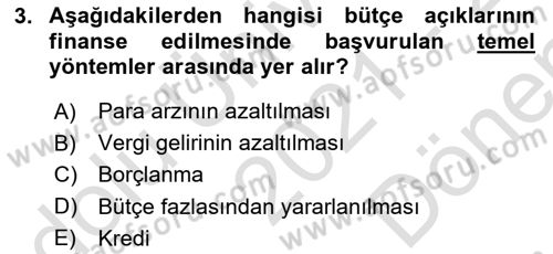 Tarım Ekonomisi ve Tarımsal Politikalar Dersi Dönem Sonu Sınavı Deneme Sınav Soruları 3. Soru