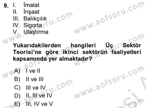 Tarım Ekonomisi ve Tarımsal Politikalar Dersi 2022 - 2023 Yılı (Vize) Ara Sınav Soruları 9. Soru