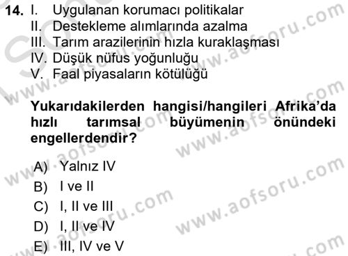 Tarım Ekonomisi ve Tarımsal Politikalar Dersi 2022 - 2023 Yılı (Final) Dönem Sonu Sınav Soruları 14. Soru