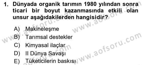 Tarım Ekonomisi ve Tarımsal Politikalar Dersi 2022 - 2023 Yılı Yaz Okulu Sınav Soruları 1. Soru