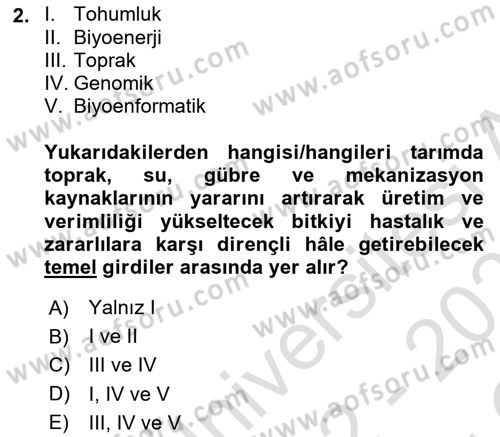Tarım Ekonomisi ve Tarımsal Politikalar Dersi 2022 - 2023 Yılı Yaz Okulu Sınav Soruları 2. Soru
