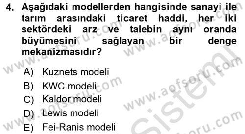 Tarım Ekonomisi ve Tarımsal Politikalar Dersi 2022 - 2023 Yılı Yaz Okulu Sınav Soruları 4. Soru