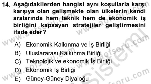Tarım Ekonomisi ve Tarımsal Politikalar Dersi 2023 - 2024 Yılı (Final) Dönem Sonu Sınav Soruları 14. Soru
