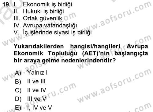 Tarım Ekonomisi ve Tarımsal Politikalar Dersi Dönem Sonu Sınavı Deneme Sınav Soruları 19. Soru