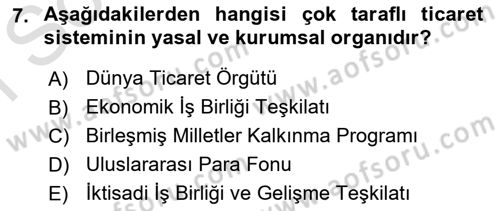 Tarım Ekonomisi ve Tarımsal Politikalar Dersi 2023 - 2024 Yılı (Final) Dönem Sonu Sınav Soruları 7. Soru
