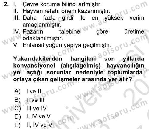 Tarım Ekonomisi ve Tarımsal Politikalar Dersi 2023 - 2024 Yılı Yaz Okulu Sınav Soruları 2. Soru