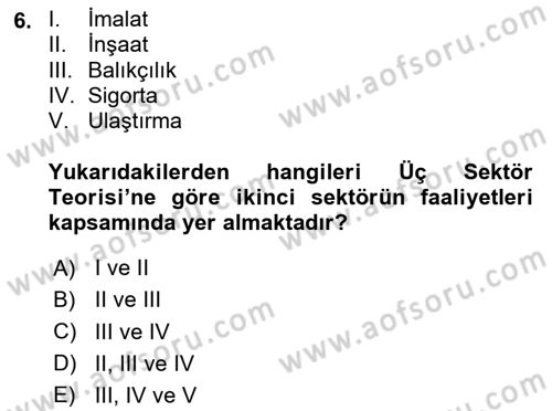 Tarım Ekonomisi ve Tarımsal Politikalar Dersi 2023 - 2024 Yılı Yaz Okulu Sınav Soruları 6. Soru