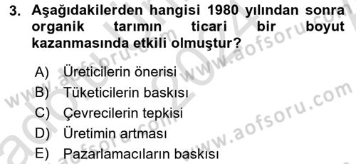 Tarım Ekonomisi ve Tarımsal Politikalar Dersi 2024 - 2025 Yılı (Vize) Ara Sınav Soruları 3. Soru