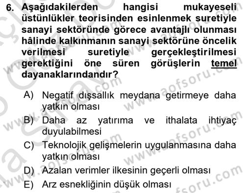 Tarım Ekonomisi ve Tarımsal Politikalar Dersi 2024 - 2025 Yılı (Vize) Ara Sınav Soruları 6. Soru