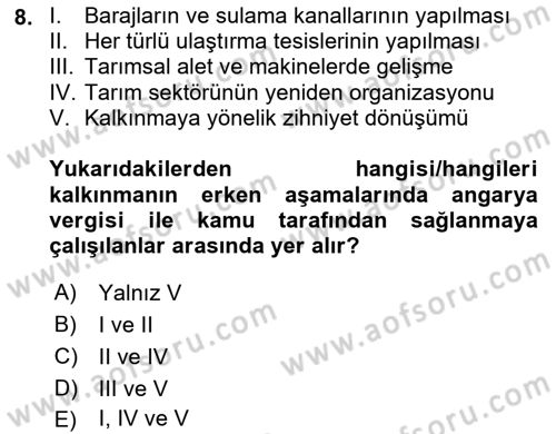 Tarım Ekonomisi ve Tarımsal Politikalar Dersi 2024 - 2025 Yılı (Vize) Ara Sınav Soruları 8. Soru
