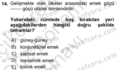 Tarım Ekonomisi ve Tarımsal Politikalar Dersi 2024 - 2025 Yılı (Final) Dönem Sonu Sınav Soruları 14. Soru