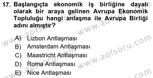 Tarım Ekonomisi ve Tarımsal Politikalar Dersi 2024 - 2025 Yılı (Final) Dönem Sonu Sınav Soruları 17. Soru