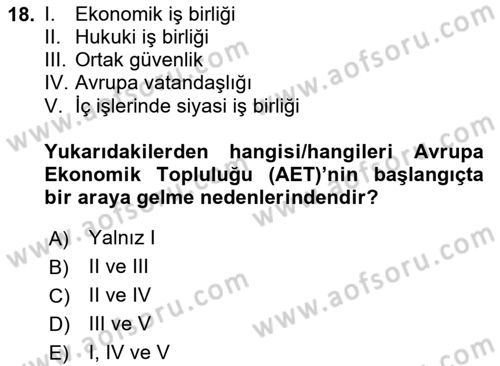 Tarım Ekonomisi ve Tarımsal Politikalar Dersi 2024 - 2025 Yılı Yaz Okulu Sınav Soruları 18. Soru
