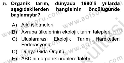 Tarım Ekonomisi ve Tarımsal Politikalar Dersi 2025 - 2026 Yılı (Vize) Ara Sınav Soruları 5. Soru