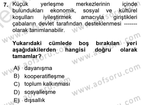 Tarım Ekonomisi ve Tarımsal Politikalar Dersi 2025 - 2026 Yılı (Vize) Ara Sınav Soruları 7. Soru